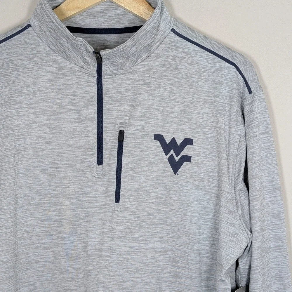 Colosseum West Virginia Mountaineers Mens Large Gray 1/4 Zip Pullover WVU NEW
